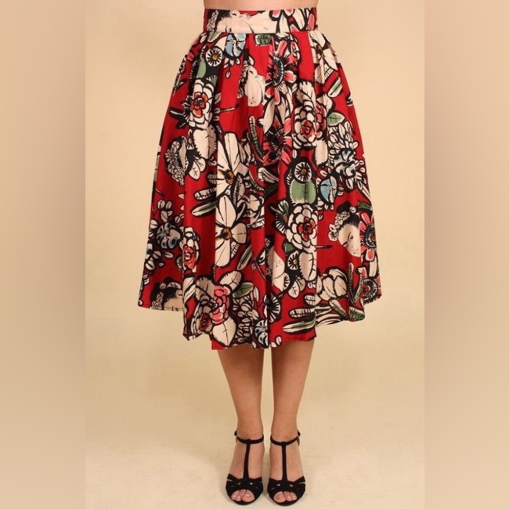 NWT Retrolicious Frida Kahlo Floral Skirt 1X
